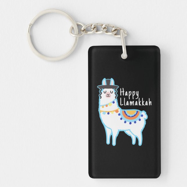 Funny Hanukkah Llama Happy Llamakkah jüdisch Schlüsselanhänger (Vorderseite)