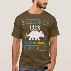 Funny Hanukkah Menorah Saurus Dinosaur Pun jüdisch T-Shirt