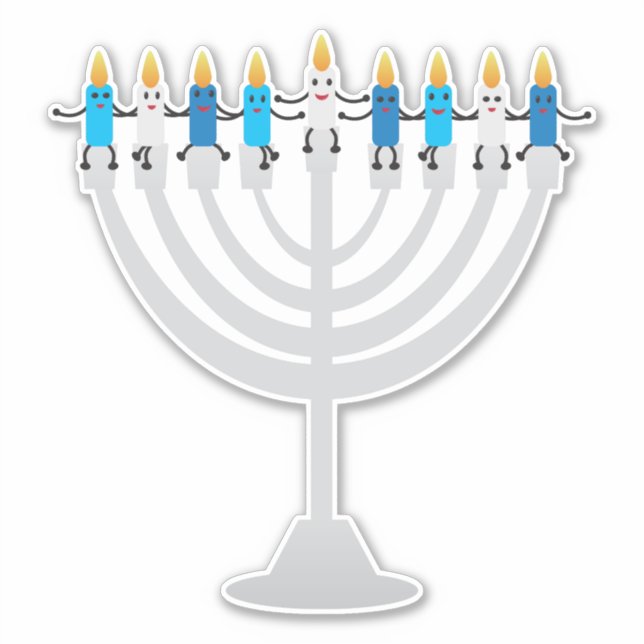 Funny Hanukkah menorah und Kerzen Aufkleber (Vorderseite)