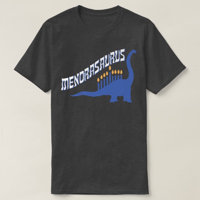 Funny Hanukkah Menorasaurus Brachiosaurus & Menora T-Shirt (Design vorne)