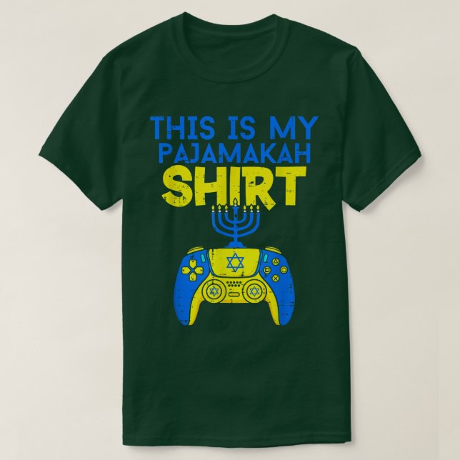 Funny Hanukkah Pajama Gaming Menorah Video Control T-Shirt (Design vorne)