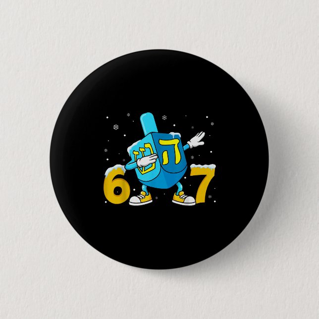 Funny Hanukkah Six Seven Chanukah Dreidel Dabbing  Button (Vorderseite)