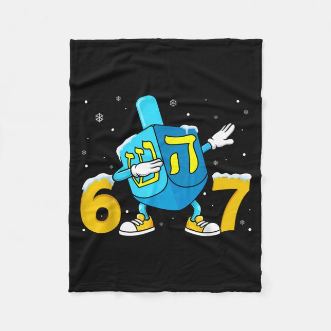 Funny Hanukkah Six Seven Chanukah Dreidel Dabbing  Fleecedecke (Vorderseite)