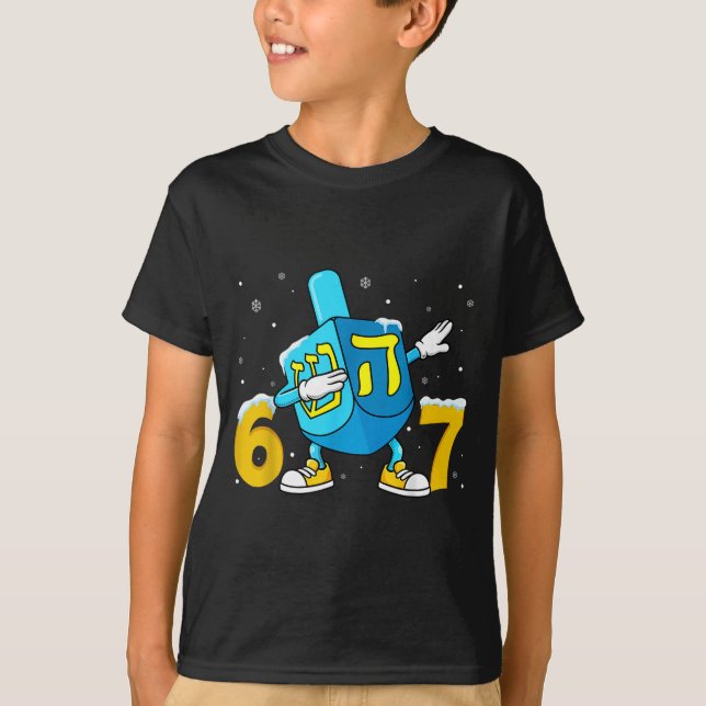 Funny Hanukkah Six Seven Chanukah Dreidel Dabbing  T-Shirt (Vorderseite)