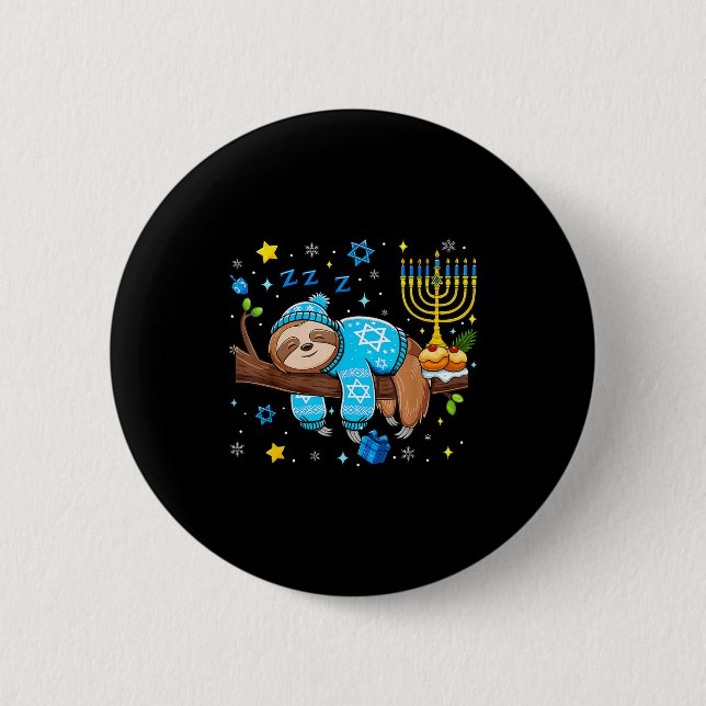 Funny Hanukkah Sloth Jewish Chanukah Sleeng Hanukk Button (Vorderseite)