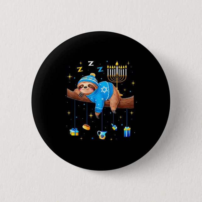 Funny Hanukkah Sloth Jewish Chanukah Sleeng Hanukk Button (Vorderseite)