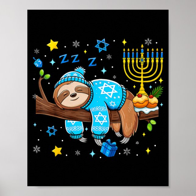 Funny Hanukkah Sloth Jewish Chanukah Sleeng Hanukk Poster (Vorne)