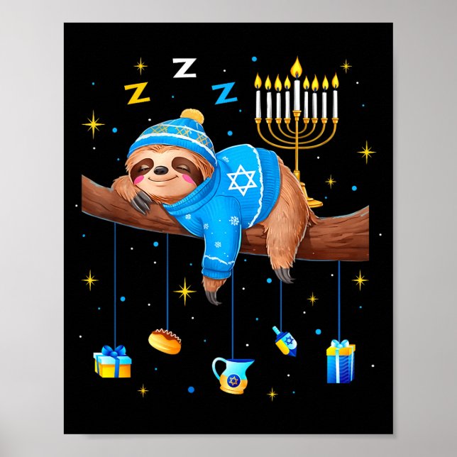 Funny Hanukkah Sloth Jewish Chanukah Sleeng Hanukk Poster (Vorne)