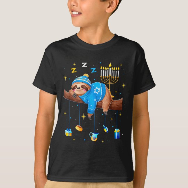 Funny Hanukkah Sloth Jewish Chanukah Sleeng Hanukk T-Shirt (Vorderseite)