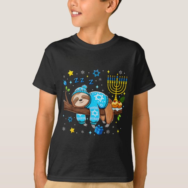 Funny Hanukkah Sloth Jewish Chanukah Sleeng Hanukk T-Shirt (Vorderseite)