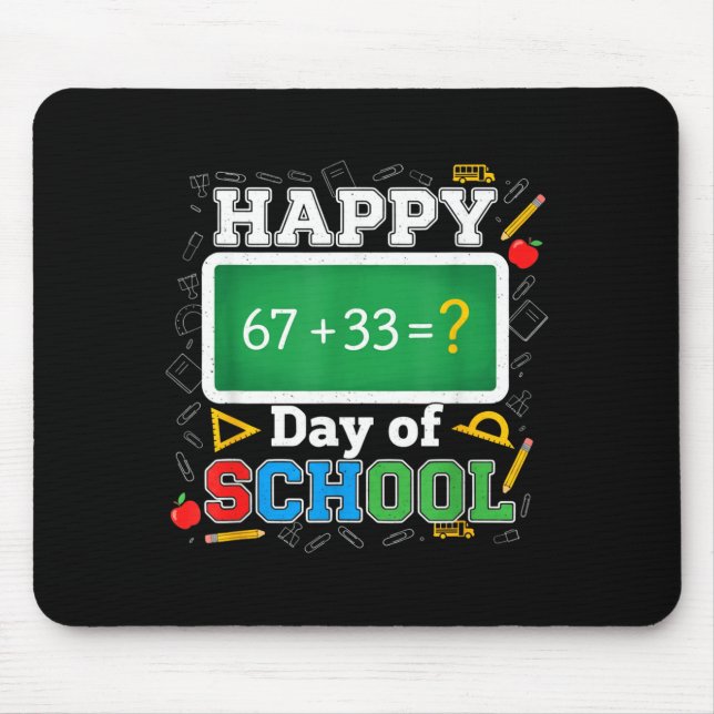Funny Happy 100 Days Of School Math Teacher Six Se Mousepad (Vorne)