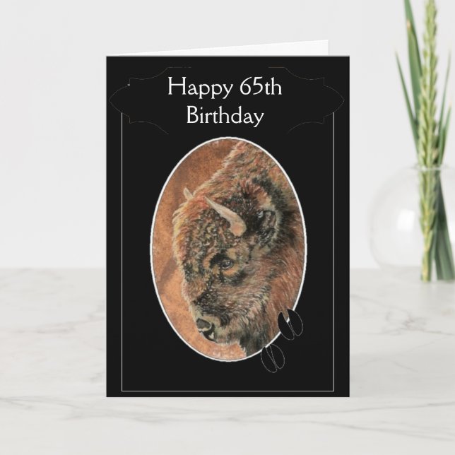 Funny Happy 65. Geburtstag Bison, Buffalo Tiere Karte (Vorderseite)