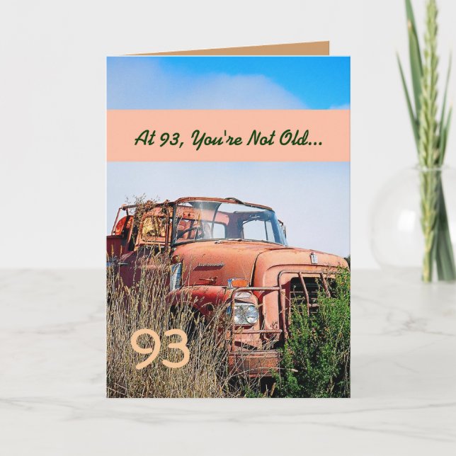FUNNY Happy 93. Geburtstag Vintager LKW 93A Karte (Vorderseite)