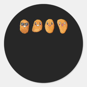 Funny Happy Angry Food Chicken Nuggets Runder Aufkleber