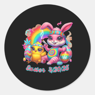 Funny Happy April 20 2025 Ostern Bunny Chick Niedl Runder Aufkleber