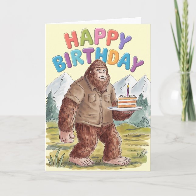Funny Happy Birthday BigFoot Sasquatch Karte (Vorderseite)