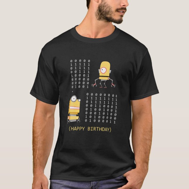 Funny Happy Birthday Binary Code Programmer Entwic T-Shirt (Vorderseite)