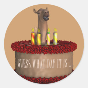 Funny Happy Birthday Camel Runder Aufkleber