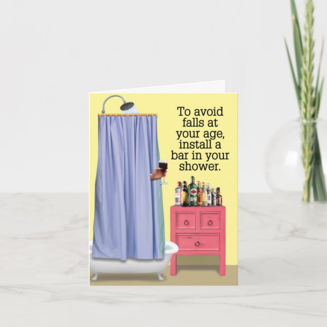 Funny Happy Birthday Card - Dusche Bar Karte (Vorderseite)