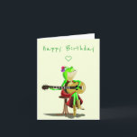 Funny Happy Birthday Card Frog mit Gitarre Karte<br><div class="desc">Froschspielgitarre Funny Geburtstagskarten - MIGNED Painting - Anpassbar</div>