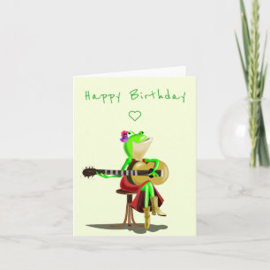 Funny Happy Birthday Card Frog mit Gitarre Karte