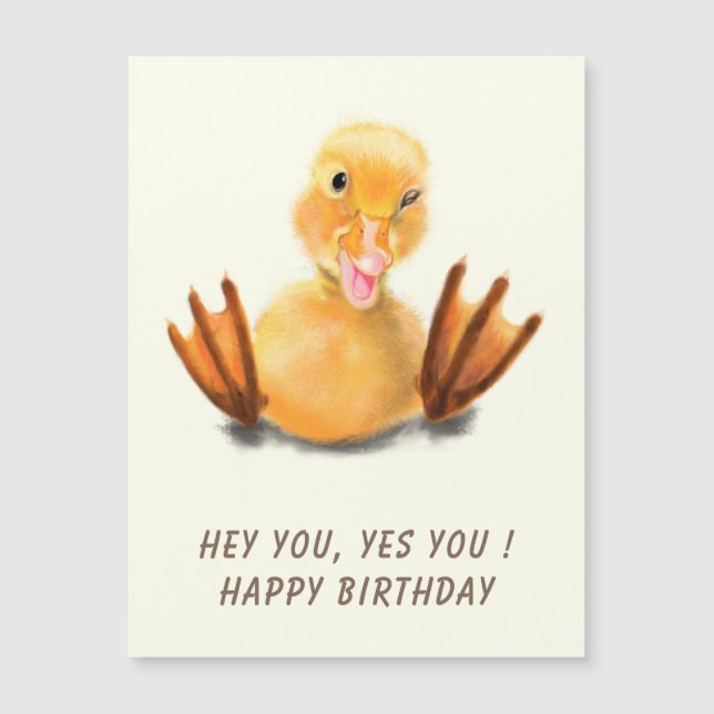 Funny Happy Birthday Card Playful Duck - Lächeln Magnetkarte (Vorderseite)