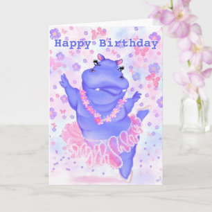 Funny Happy Birthday Card Prima Ballerina Hippo Karte