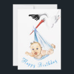 Funny Happy Birthday Card Stork Carry Baby<br><div class="desc">Happy Birthday Cards - Stork Carried Baby Funny MGNED Malerei Design - Anpassbar - oder Fügen Sie Ihren Text / Name</div>