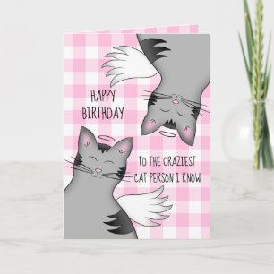 Funny happy birthday cartoon style angel cats karte