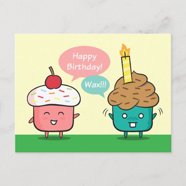 Funny Happy Birthday - Cupcake Candle Woes Postkarte (Vorderseite)