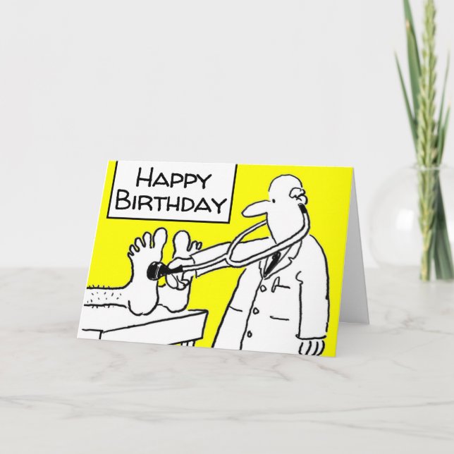 Funny Happy Birthday Doctor Lab Coat & Stethoscope Karte (Vorderseite)