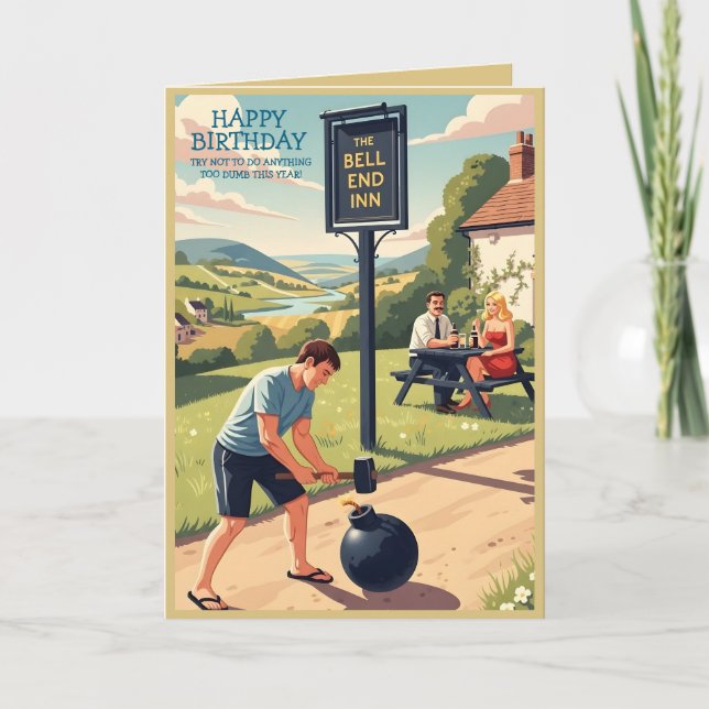Funny Happy Birthday Drinking Theme Karte (Vorderseite)