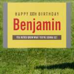 Funny Happy Birthday - Schokolade-Neuheit Gartenschild<br><div class="desc">Ein humorvolles Gag-Geschenk oder Gunst für jeden über den Hügel Geburtstag. Wenn Sie mehr anpassen müssen,  klicken Sie auf den Designbereich,  um Änderungen vorzunehmen.</div>