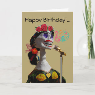 Funny Happy Birthday You Old Diva Skeleton Gesang Karte
