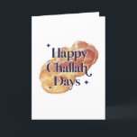 Funny Happy Challah Days Hanukkah Watercolor  Feiertagskarte<br><div class="desc">© Gorjo Designs. Made for you via Zazzle Plattform.

// Benötigen Sie Hilfe bei der Anpassung Ihres Designs? Andere Ideen got? Kontaktieren Sie mich (Zoe) direkt über den unten stehenden Kontaktknopf.</div>