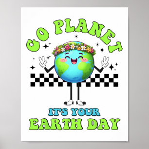 Funny Happy Earth Day Niedlich Earth Earth with Fl Poster
