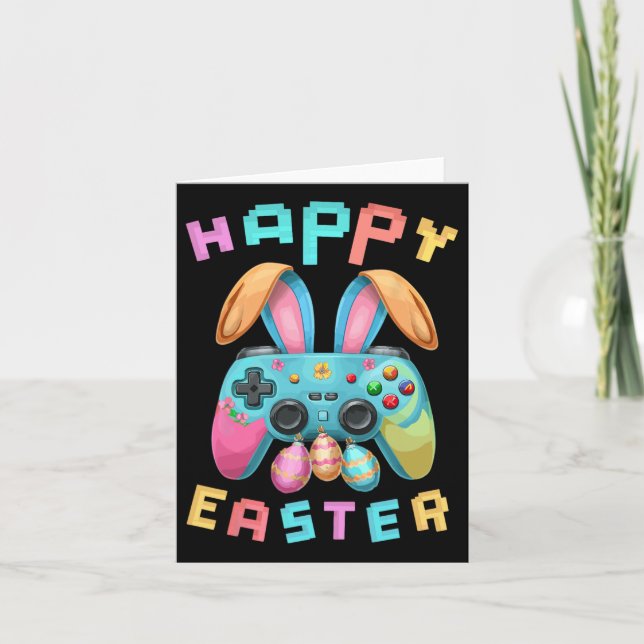 Funny Happy Easter Bunny Gaming Controller Gamer B Karte (Vorderseite)