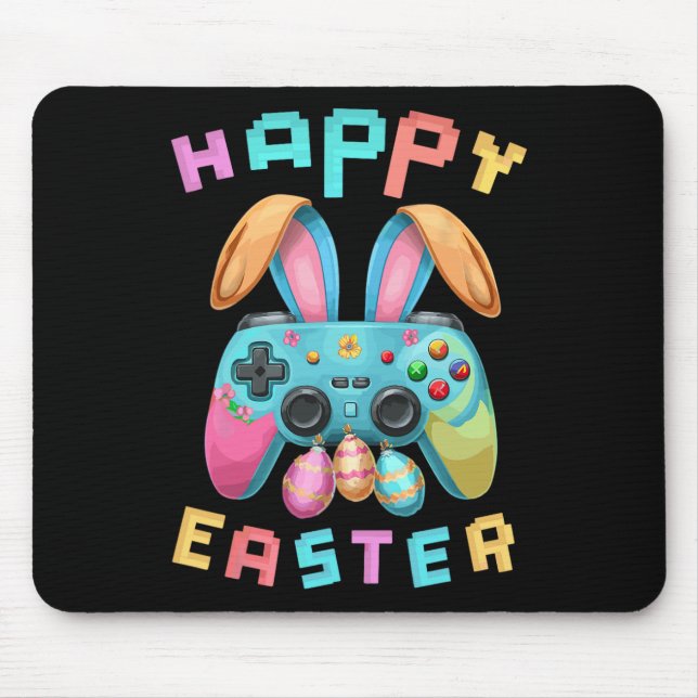 Funny Happy Easter Bunny Gaming Controller Gamer B Mousepad (Vorne)