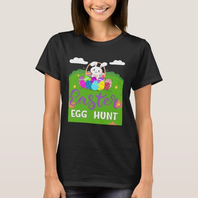 Funny Happy Easter Egg Hunt Niedlich Bunny Ears Si T-Shirt (Vorderseite)