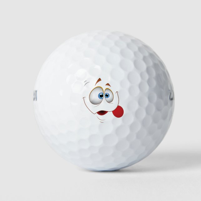 Funny Happy Face Blue Eyes Golfball (Vorderseite)