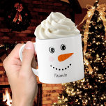 Funny Happy Face Snowman Christmas Hot Coco Espressotasse<br><div class="desc">Tasse Personalisiert Funny Happy Face Snowman Weihnachten Heiße Coco. Fügen Sie einfach einen Namen hinzu.</div>