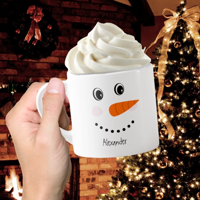 Funny Happy Face Snowman Christmas Hot Coco Espressotasse (Von Creator hochgeladen)