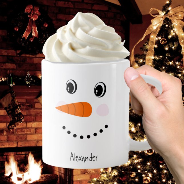 Funny Happy Face Snowman Christmas Hot Coco Latte Jumbo-Tasse (Von Creator hochgeladen)