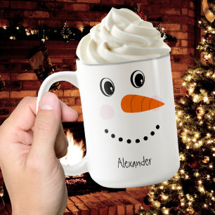 Funny Happy Face Snowman Weihnachten Hot Coco Two- Kaffeetasse