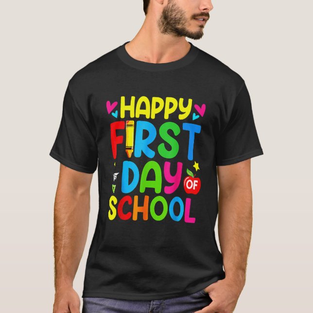 Funny Happy First Day of School Shirt Willkommen z (Vorderseite)