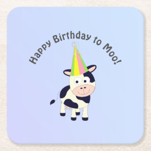 Funny Happy Geburtstag bis Moo Niedliches Party Ku Rechteckiger Pappuntersetzer