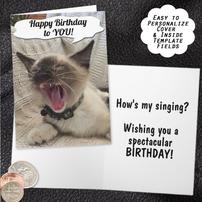 Funny Happy Geburtstag Siamese Kitten Fotografie Karte (You've found a sweet card for the cat lover in your life. Personalize it for any occasion.)