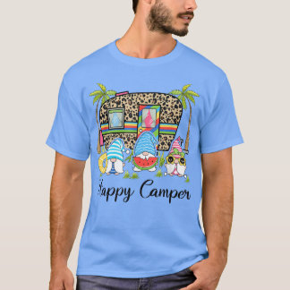 Funny Happy Gnome Camper Cute For Kids Women Men T-Shirt