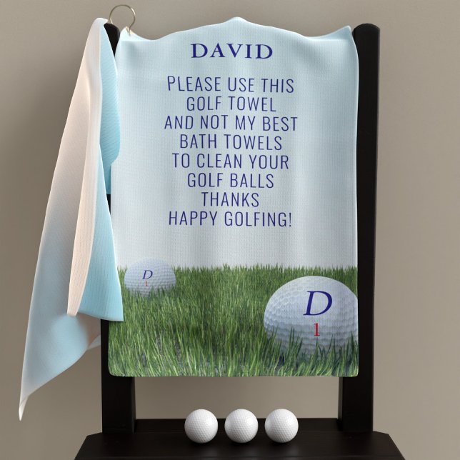 Funny Happy Golfing Name Monogram Golf Handtuch (Add your own message to this golf towel. Great gift for golfing dads (and golfing moms too))