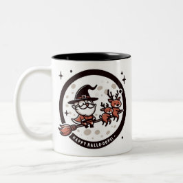 Funny "Happy Hallo-Oops!" Santa Witch Zweifarbige Tasse